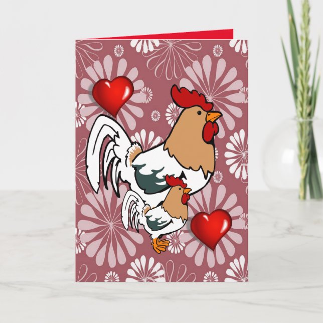 Pollo con tarjeta de saludo el día de San Valentín (Anverso)