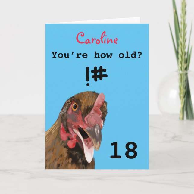 Pollo de chiste con insultos divertidos, tarjeta d (Anverso)