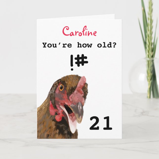 Pollo de chiste con insultos divertidos, tarjeta d (Anverso)
