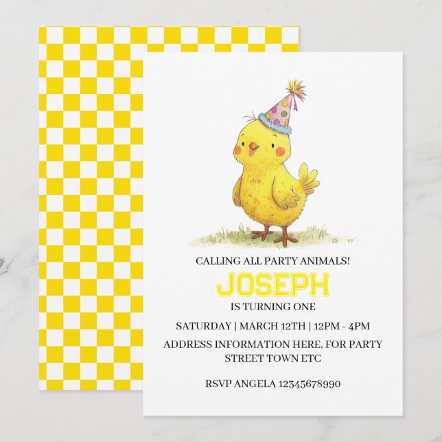 Pollo de cumpleaños de la pequeña granja de pollo (Anverso / Reverso)