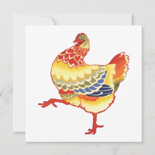 Pollo de granja vintage colorido