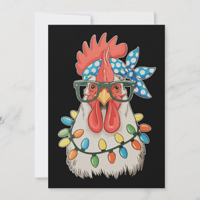 Pollo de Navidad Luces de Navidad Granjero Granja  (Anverso)