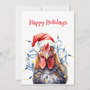 Pollo en Aquarela de Navidad de Luces Festivas
