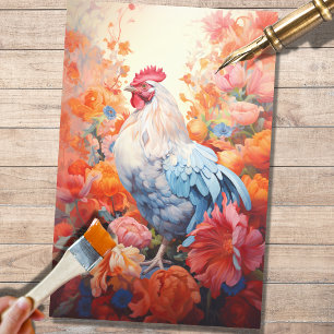 Pollo en las flores 1 papel de descomposición