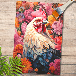 Pollo en las flores 4 Papel de descomposición