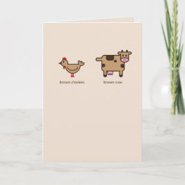 Pollo marrón, tarjeta de felicitación de cumpleaño