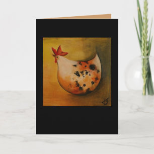 Pollo que hace frente a la tarjeta izquierda