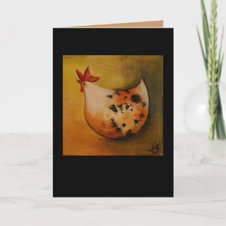 Pollo que hace frente a la tarjeta izquierda