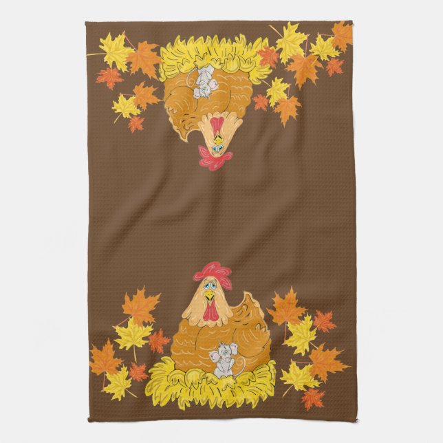 Pollo, Ratón, Caída Sale Toalla De Cocina (Vertical)