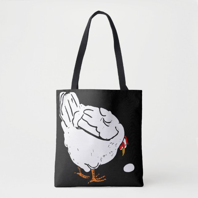 Pollo y huevo de Woodcut victoriano en bolsa (Anverso)