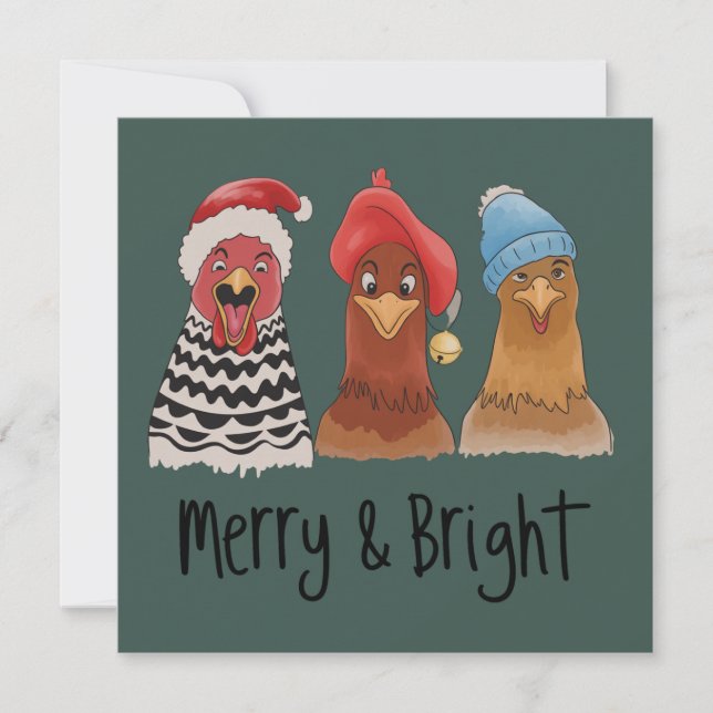 Pollos Alegres Y Brillantes Navidad Granja Animal (Anverso)