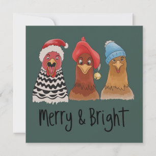 Pollos Alegres Y Brillantes Navidad Granja Animal