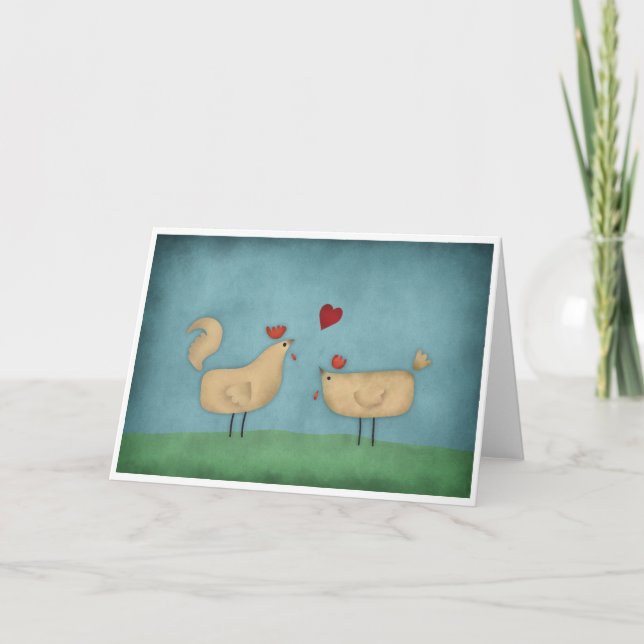 Pollos con tarjeta de felicitación por amor (Anverso)