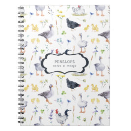 Pollos de Granja Rústica | Cuaderno Monograma