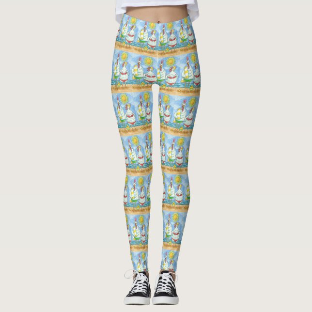 POLLOS DEL MAR, ROOSTER Y HEN FUNNY LEGGINGS (Anverso)