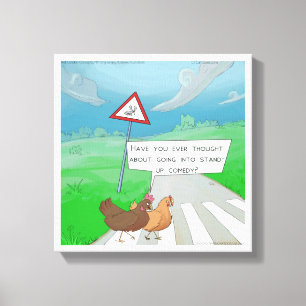 Pollos Divertidos Cruzando la Carretera Impresión