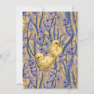 Pollos e híacintos amarillos