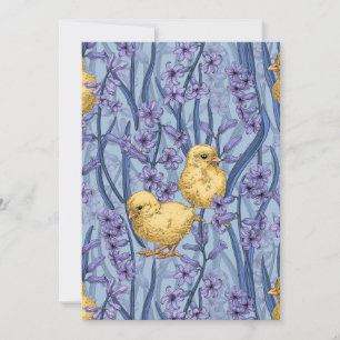 Pollos e jacintos sobre el azul celeste