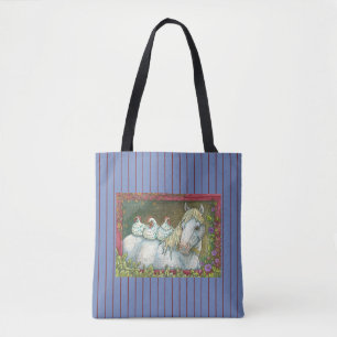 POLLOS EN EL ESTABLE, BOLSA DE TOTE DE CABALLO *Az