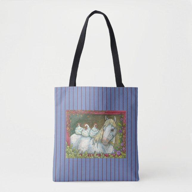 POLLOS EN EL ESTABLE, BOLSA DE TOTE DE CABALLO *Az (Anverso)