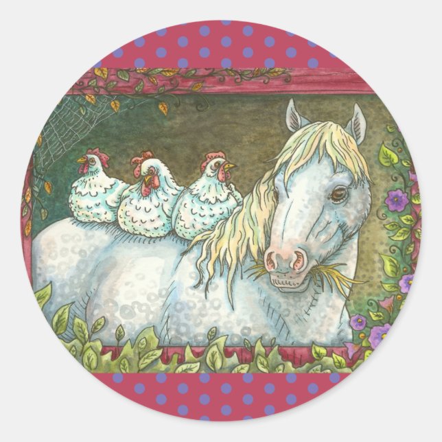 POLLOS EN EL ESTABLE, PEGATINAS DE CABALLO. Hoja (Anverso)