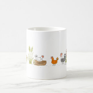 Pollos en la taza del prado
