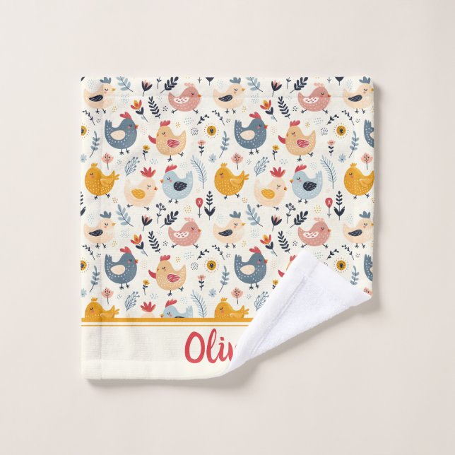 Pollos pequeños en la granja personalizada (Toallita)