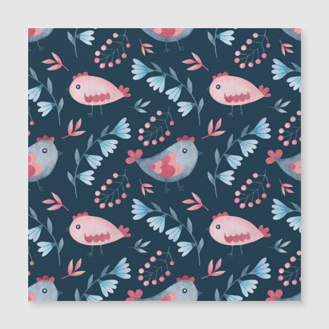 Pollos populares: Patrón acuarela sin foco. (Anverso)