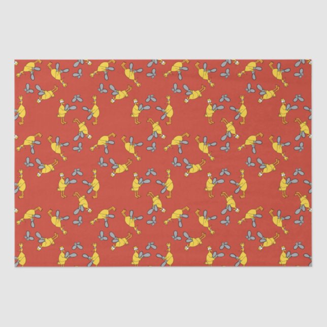 Pollos y papel seda del rojo de las motosierras (Anverso)