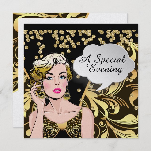 Polly acoge una gran invitación de arte pop Fiesta (Anverso / Reverso)