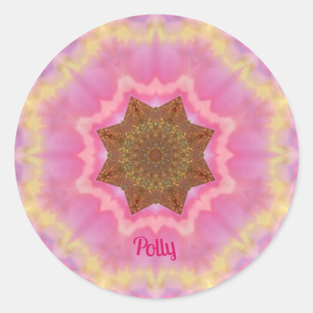 POLLY ~ Bonito en pegatina rosa personalizado (Anverso)
