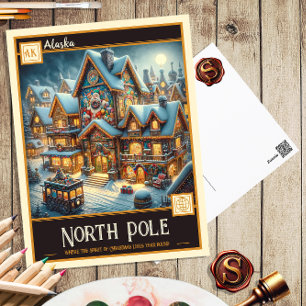 Polo Norte, Alaska   Tarjeta Postal Antigua