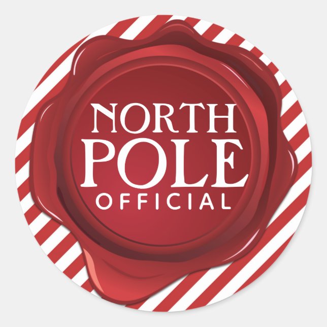Polo Norte Sello de Cera Oficial Navidad Rayada (Anverso)