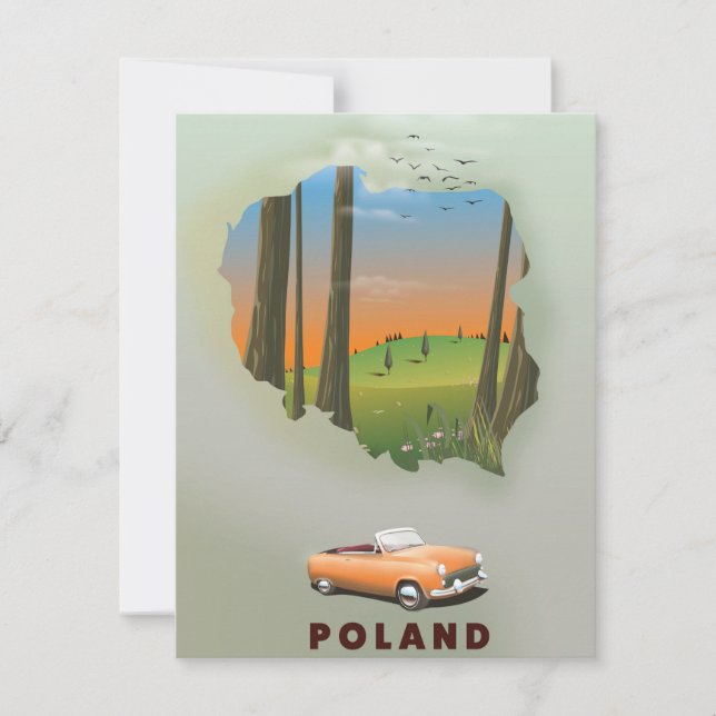 Polonia Ilustración de carteles de viaje. (Anverso)