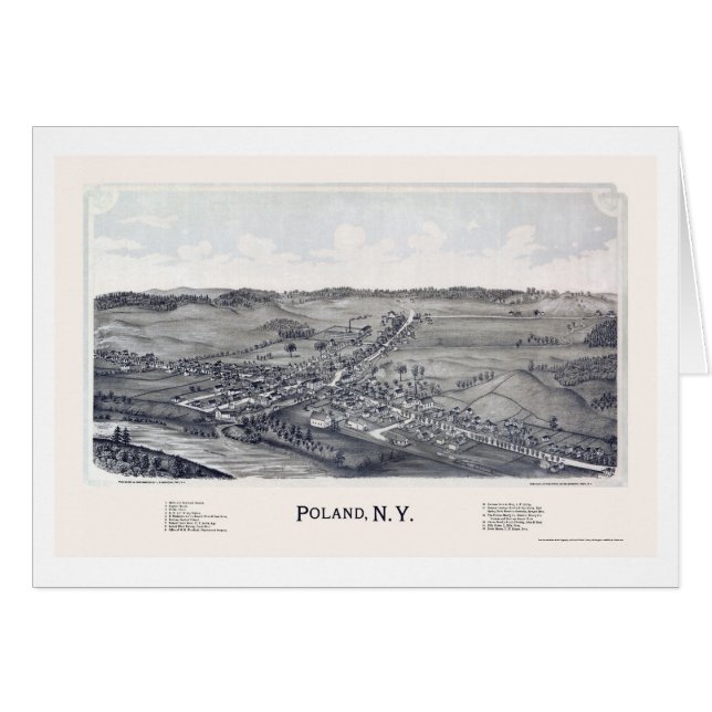 Polonia, mapa panorámico de NY - 1890 (Anverso (Horizontal))