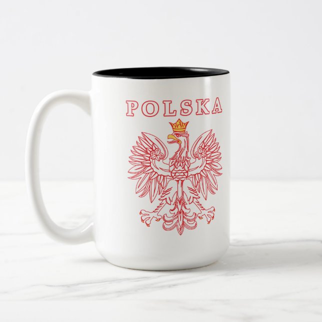 Polska con la taza de Eagle del polaco del rojo (Izquierda)