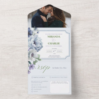 Polvo Boda azul todo en una sola invitación