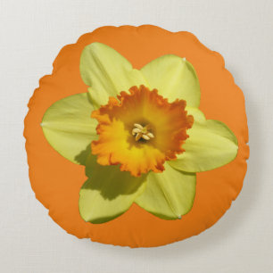 Polvo de color amarillo y Naranja. Almohada redond