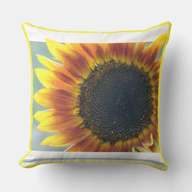 Polvo de girasol Naranja amarillo. Cojín decorativ (Anverso)