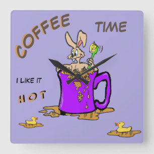 Polvo de Lover con café conejo. Reloj de pared