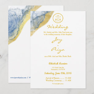 Polvo de oro simple invitación hindú moderno a Gan
