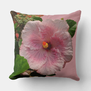 Polvo Hibiscus Rosado. Cojín decorativo de color B