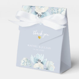 polvorienta caja de favores de boda floral azul