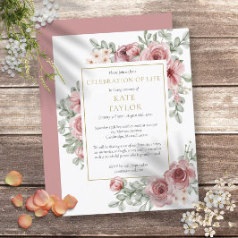 Polvorienta celebración Rosa de la invitación al f