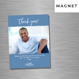 Polvorienta foto azul blanco gracias imán