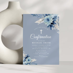 Polvorienta invitación floral floral y moderna de