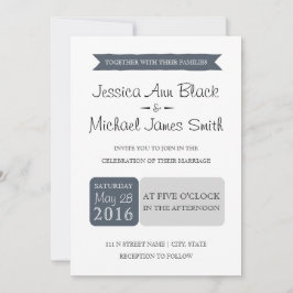 Polvorienta Marina y Gris | Invitación de boda