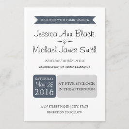 Polvorienta Marina y Gris | Invitación de boda
