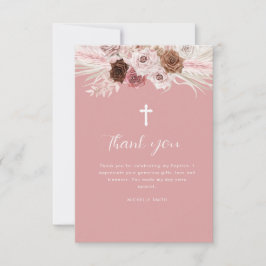 polvoriento bautismo floral rosa tarjeta de agrade