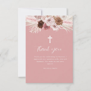 polvoriento bautismo floral rosa tarjeta de agrade